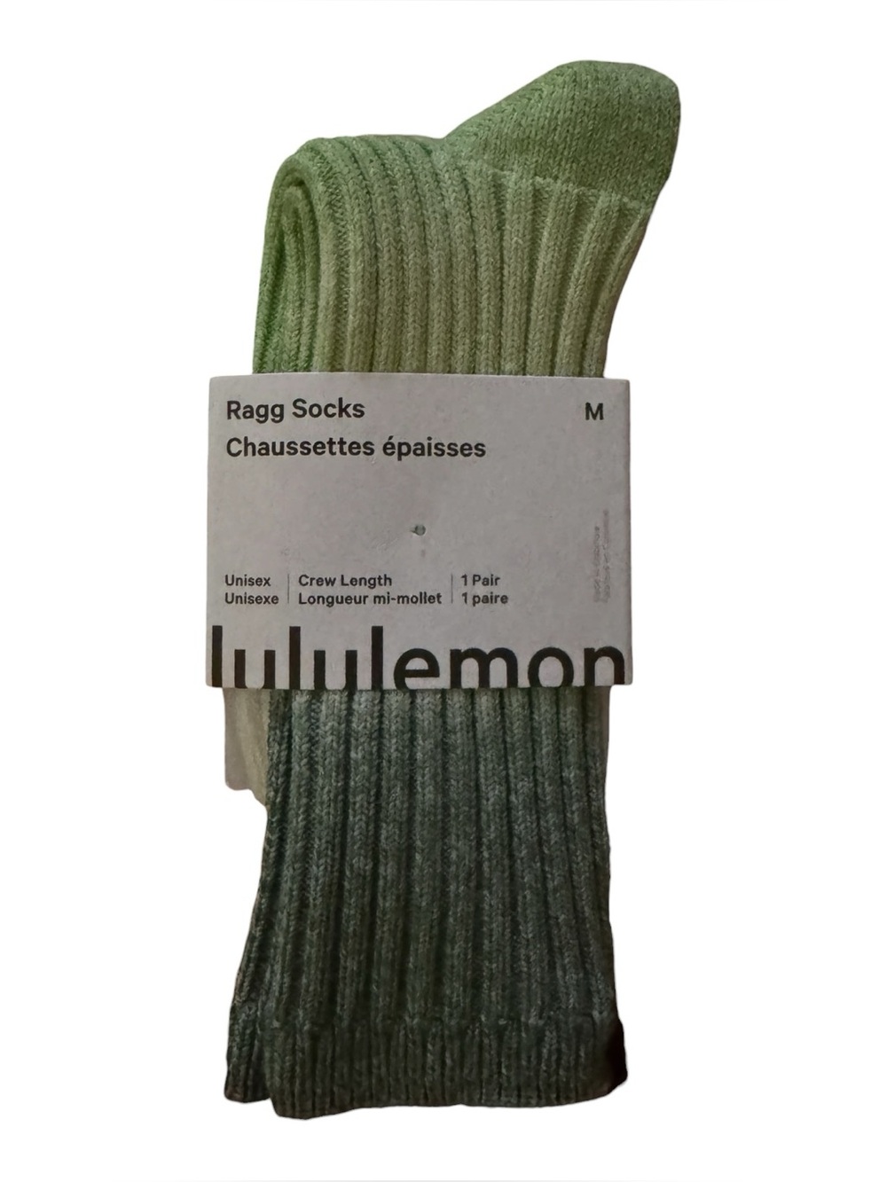 Lululemon Unisex Crew Length Ragg Socks Green NWT Sizes S & M Sold Out